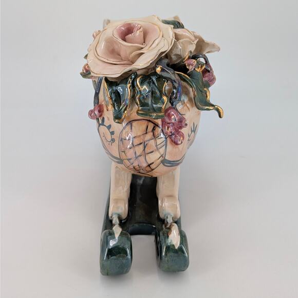 Blue Sky Heather Goldminc Rose Sleigh Candle Holder Centerpiece Floral Holiday - Picture 4 of 11